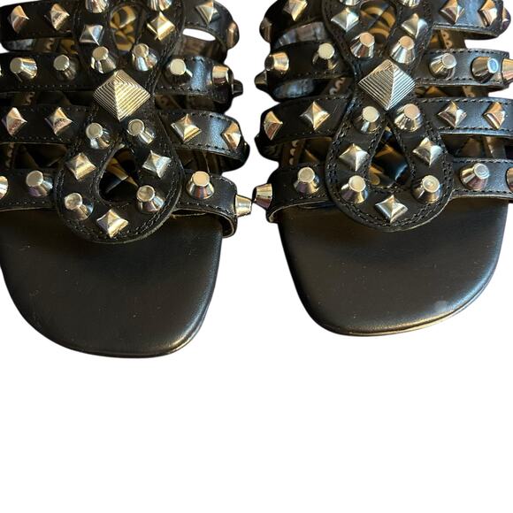 Sam Edelman Black Beatris Leather Sandals SZ 6.5 Studded Slip On Casual Open Toe - Picture 7 of 8